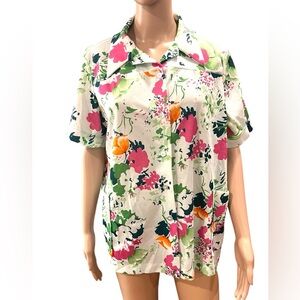 Vintage artists poly floral 60’s tunic top -XL